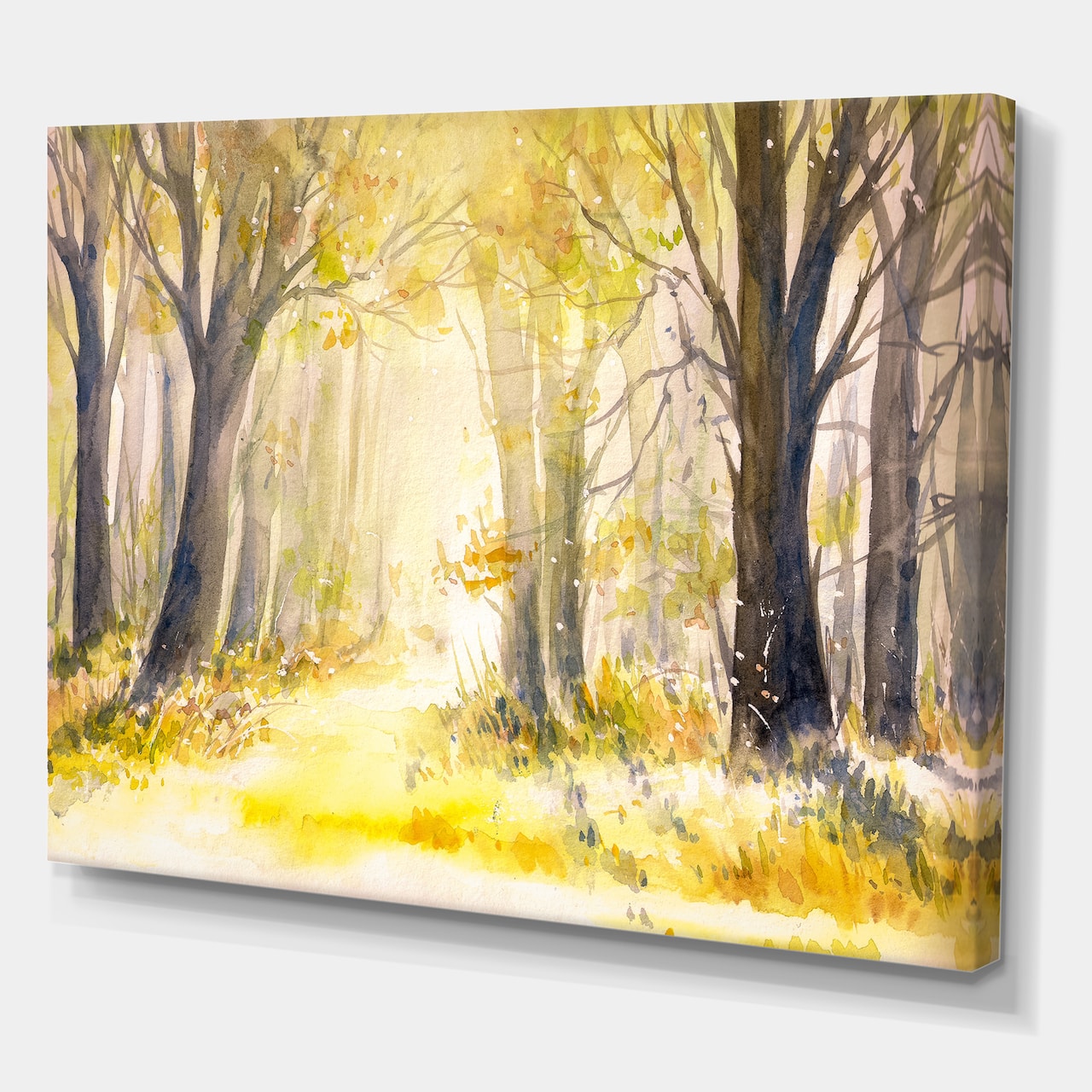 Designart - Bright Sunshine Through The Forest Trees I - Traditional Canvas Wall Art Print